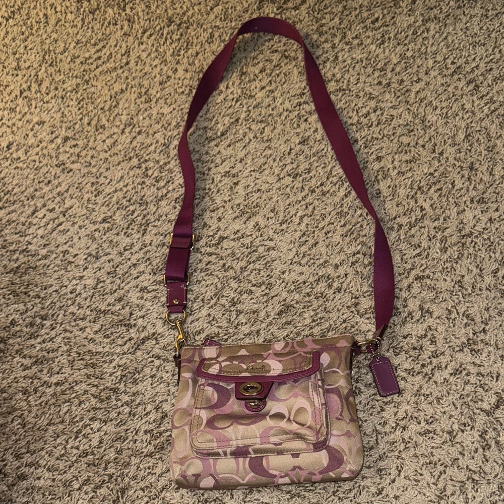 Coach Pink and Purple Penelope Signature Turnlock Crossbody Bag Monogram “C” y2k